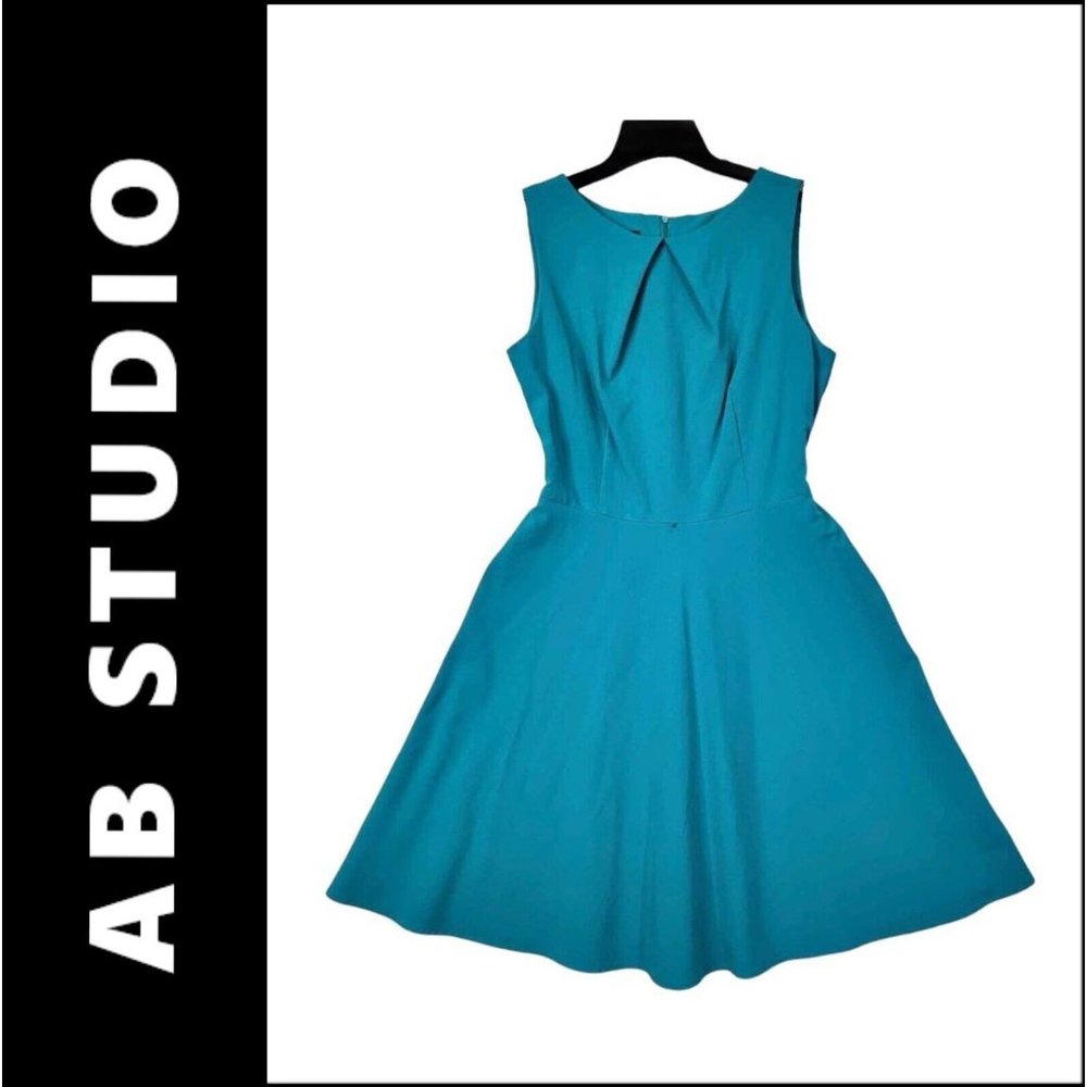 AB Studio Dress Size 14 Dress Sleeveless Fit & Flare Pleated